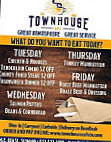 The Townhouse Cafe menu
