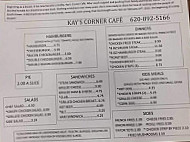 Kay's Corner Cafe menu