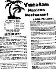 Yucatan Mexican menu