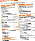 Hooters menu