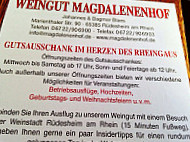 Weingut Magdalenenhof menu