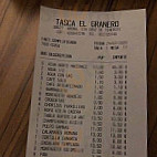 Tasca El Granero menu