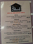 The Shed Cafe menu