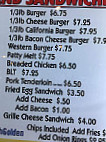 Willard's Saloon Eatery menu