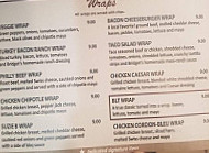 Bridget's Cafe menu