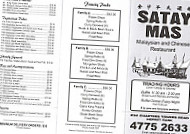Satay Mas Restaurant menu