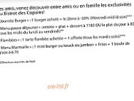 Le Bistrot Des Copains menu