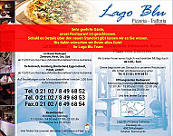 Lago Blu Pizzeria Trattoria menu