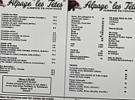 Alpage Les Têtes menu