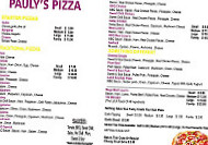Pauly's Pizza menu