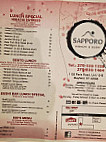 Sapporo Hibachi Sushi menu