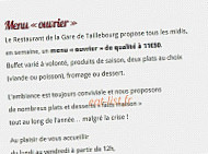 Restaurant de la Gare menu