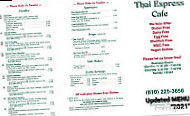 Thai Express menu