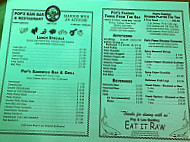Pop's Raw menu