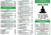 Asia Thai Restaurante menu