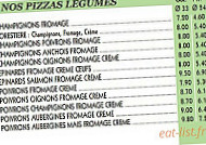 Serge Pizzas menu