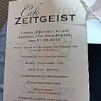 Cafe Zeitgeist menu