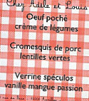 Chez Adèle Et Louis menu
