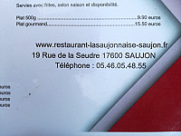 La Saujonnaise menu