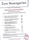 Hotel & Gaststatte Zum Rosengarten menu