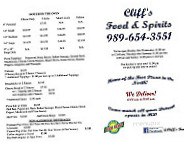 Cliff's menu