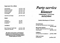 Partyservice Klauser Partyservice menu