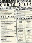 Le Bistrot menu