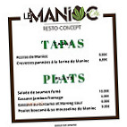 Le Manioc menu