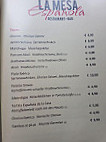 La Mesa Española menu