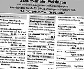 Schützenheim Weisingen menu