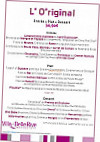 Villa Belle Rive menu