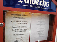 Andechser Stuben menu