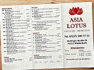 Asia Lotus menu