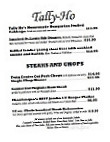 Tally Ho menu