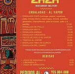 Zaza Delivery Catering menu