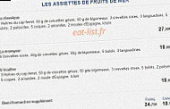 La Tétrade Côte Port menu