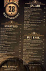 Barrel 28 Restaurant menu