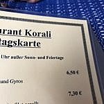 Korali menu