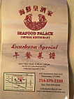 Seafood Palace menu