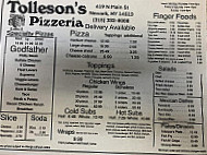 Tolleson's Pizzeria menu