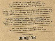 Chipotle Mexican Grill menu