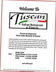 Tuscan Italian Pizzeria menu
