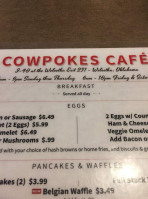 Cowpokes Cafe menu