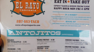 El Rayo Taqueria menu