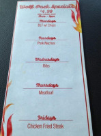Stonewolf Grill menu