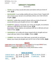 Gringo's Taqueria menu