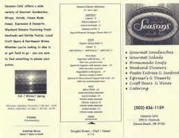 Seasons Cafe menu