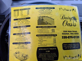 Dairy Oasis menu