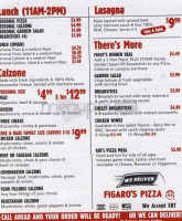 Figaro's Pizza In Coquille menu
