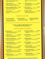 Shanti's Indian Cuisine menu